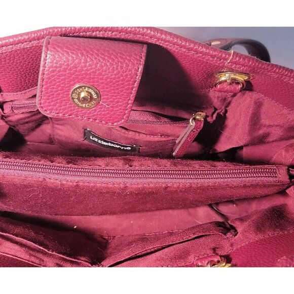 Liz Claiborne Signature Logo Handbag & Wallet Large Burgundy & Brown Purse Tote - Picture 15 of 16